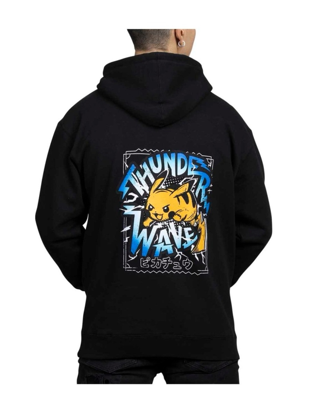 Pokemon center Black Pikachu Thunder Wave Graphic Hoodie size XL men